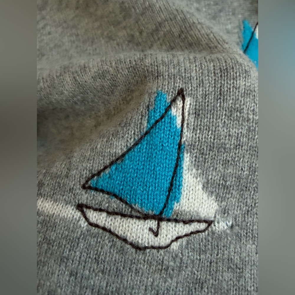 J. Crew Short Sleeve Cashmere Nautical Ship Embroidery T-Shirt Tee Shirt Top - Picture 3 of 13
